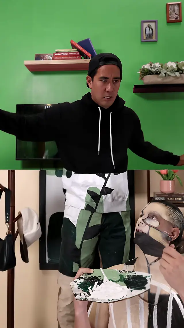 this person is painting themselves to be invisible. #artist #duet 