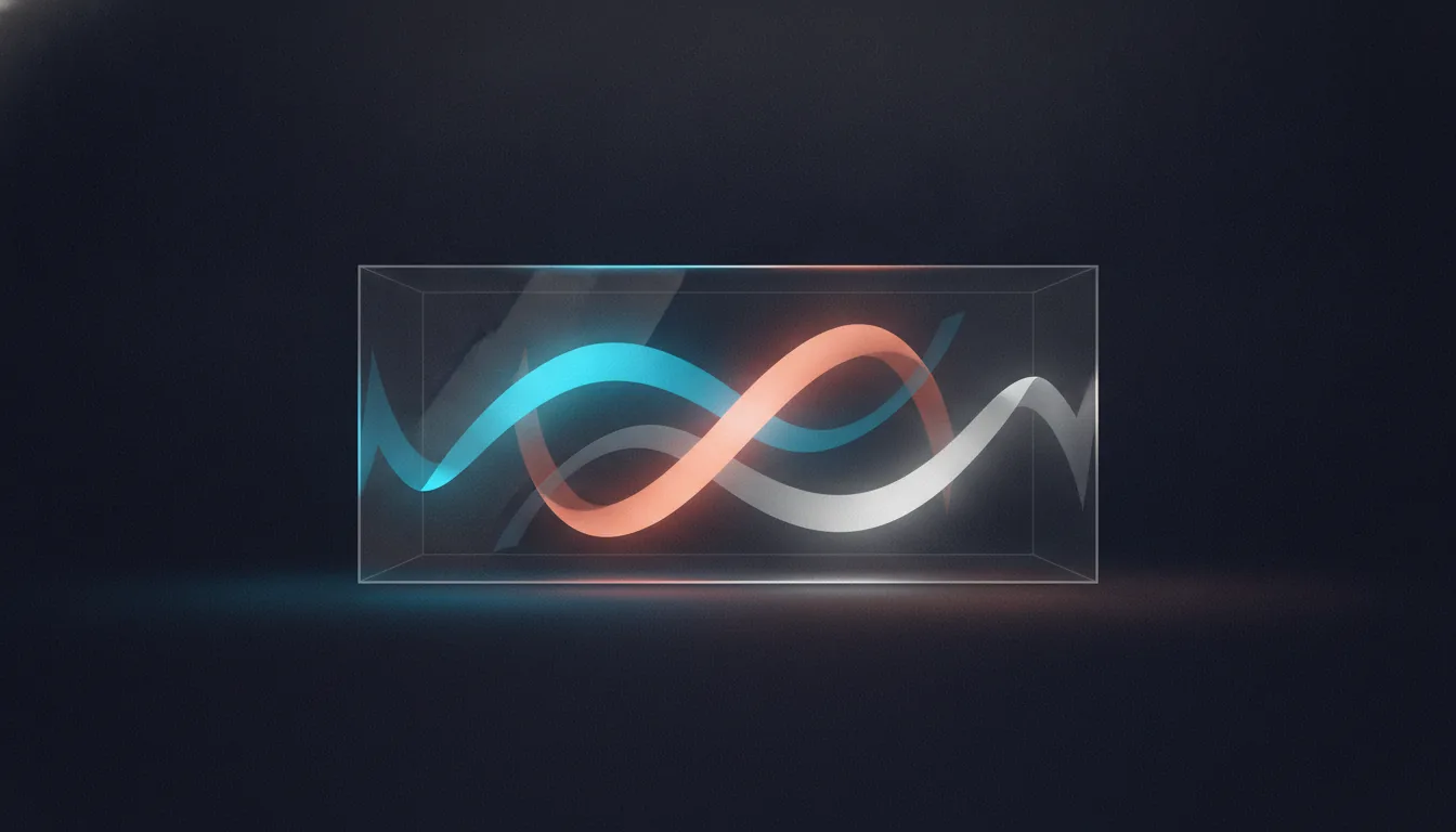 Abstract illustration of a translucent box containing layered coloured ribbons representing video, audio and subtitle streams