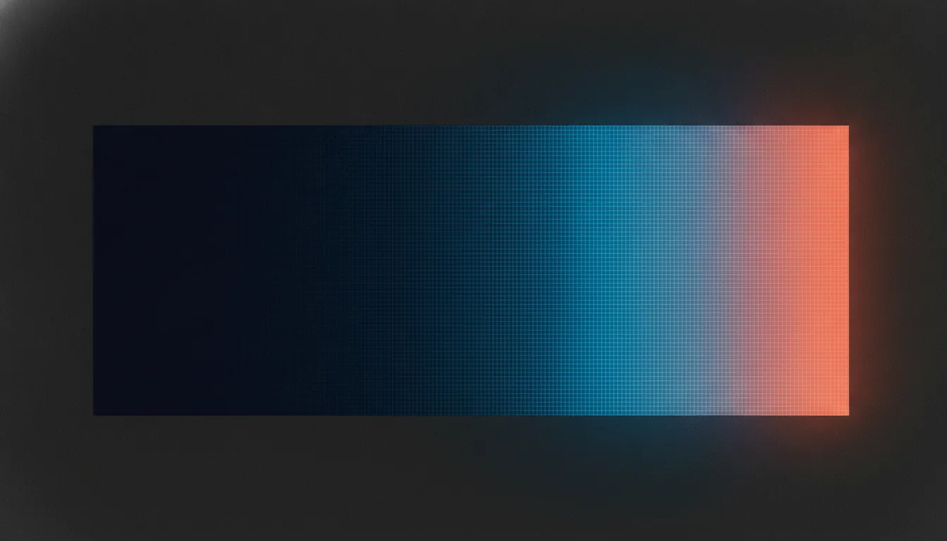 Abstract illustration of a frame divided into progressively finer grids from left to right, with a gradient of brightness across it.